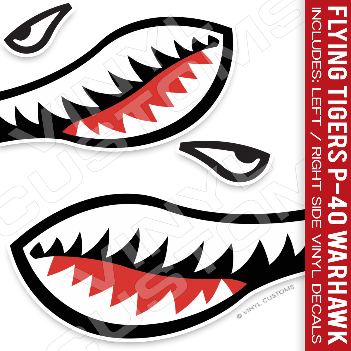 Flying Tigers Shark Mouth Vinyl Decal Stickers (Version 1) – Customs - Design Print Shop